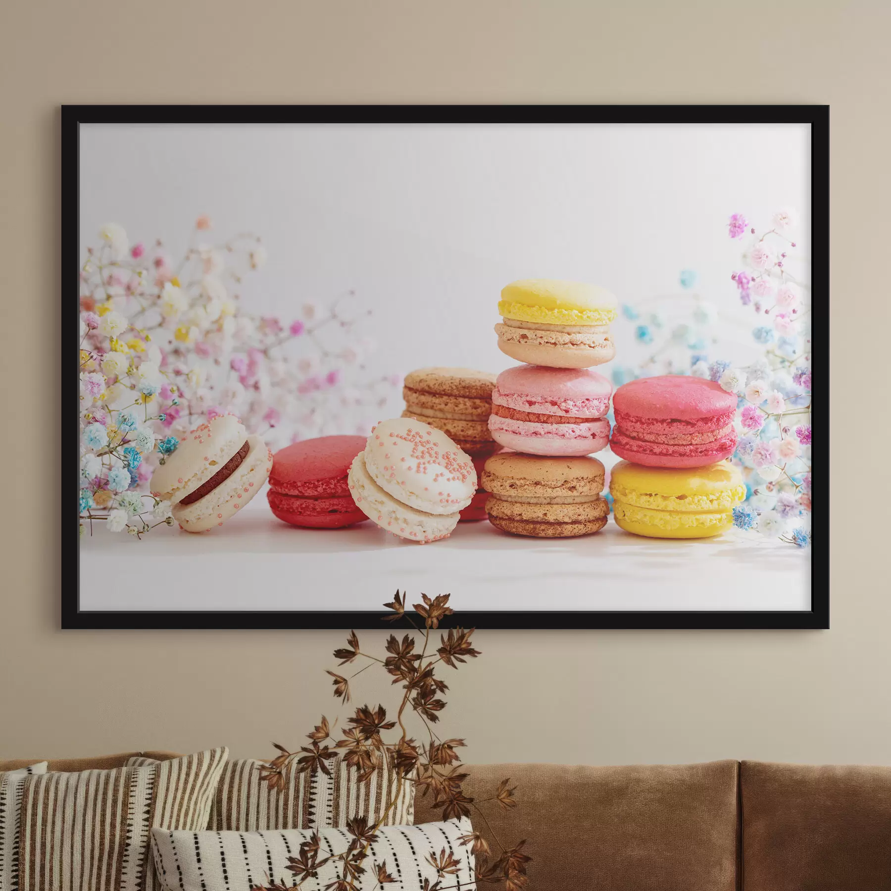 carta da parati Macarons colorati tra fiori delicati nr. f37757