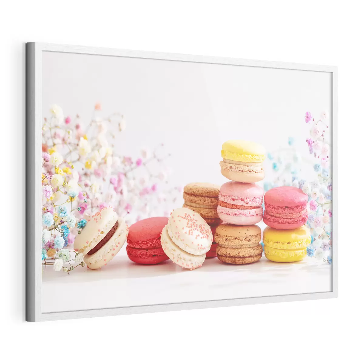 Poster Macarons colorati tra fiori delicati f37757