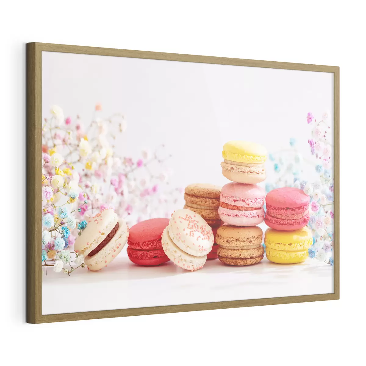 Poster Macarons colorati tra fiori delicati f37757