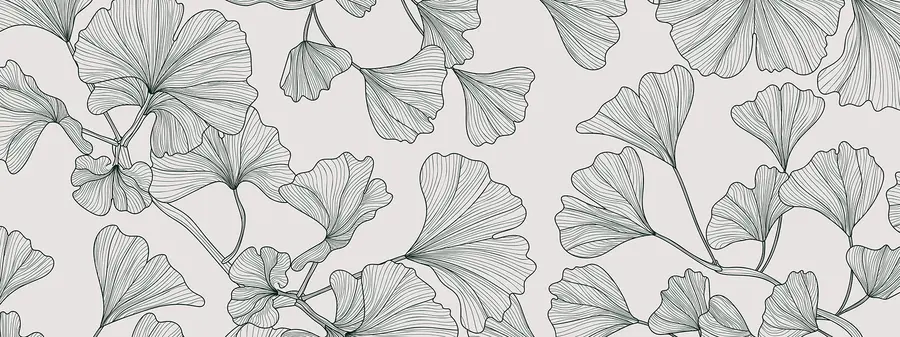 Carta da parati nature Giglio ginkgo sfondo grigio 