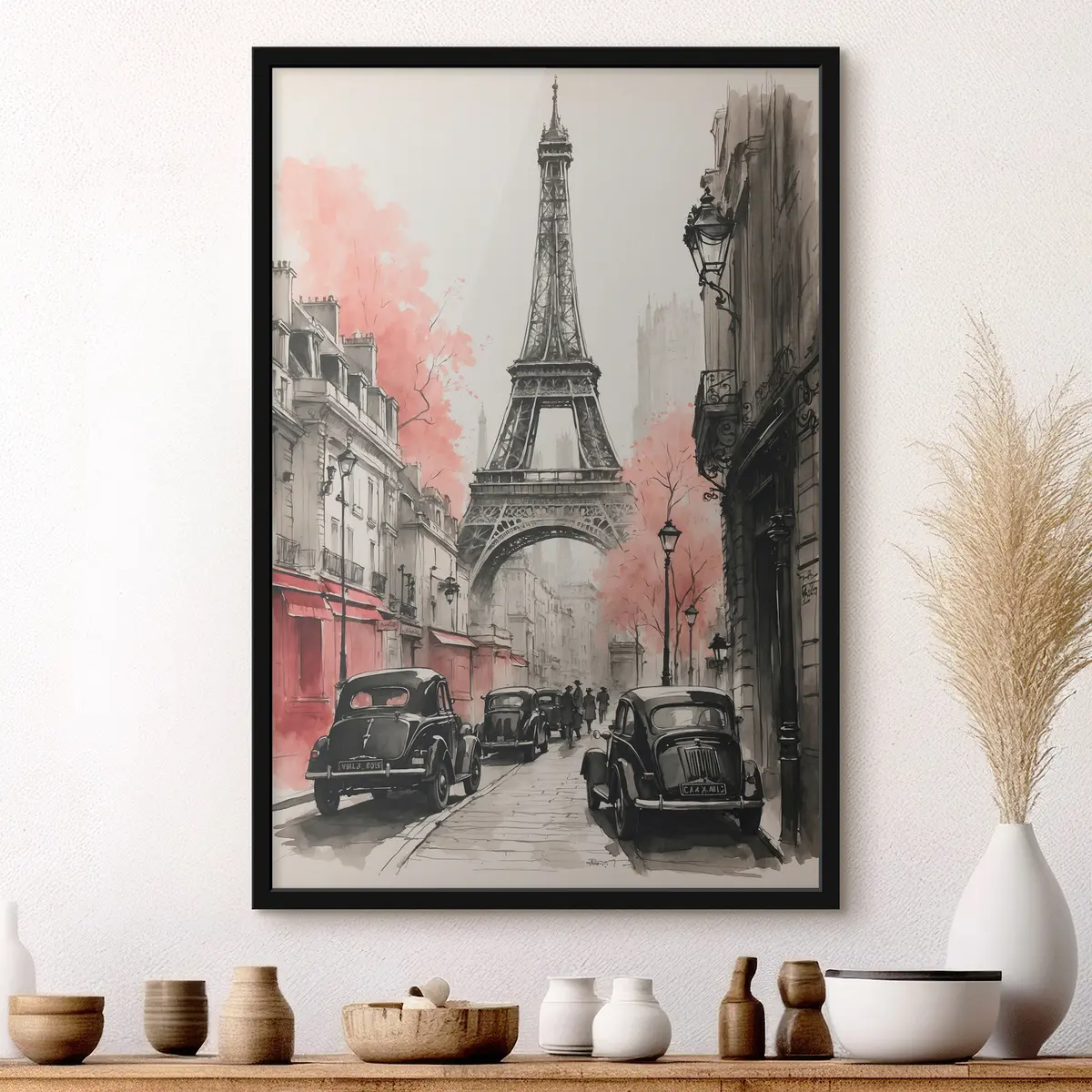 Poster La Parigi del secolo scorso nei colori bianco e nero f38178