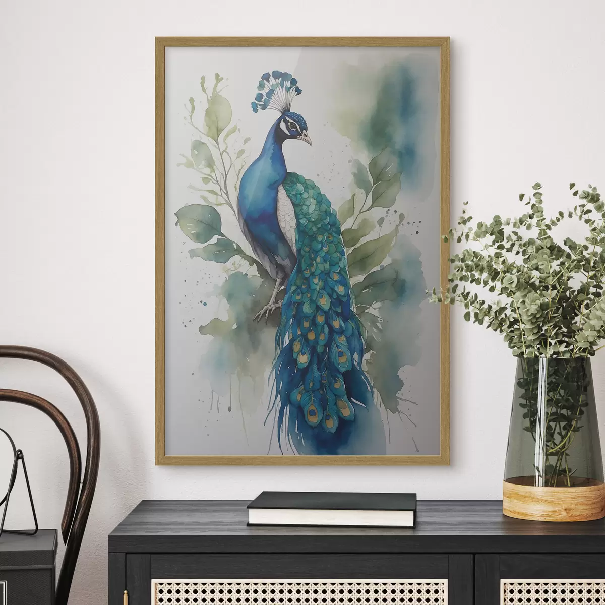 Poster Pavone in acquerello f38189