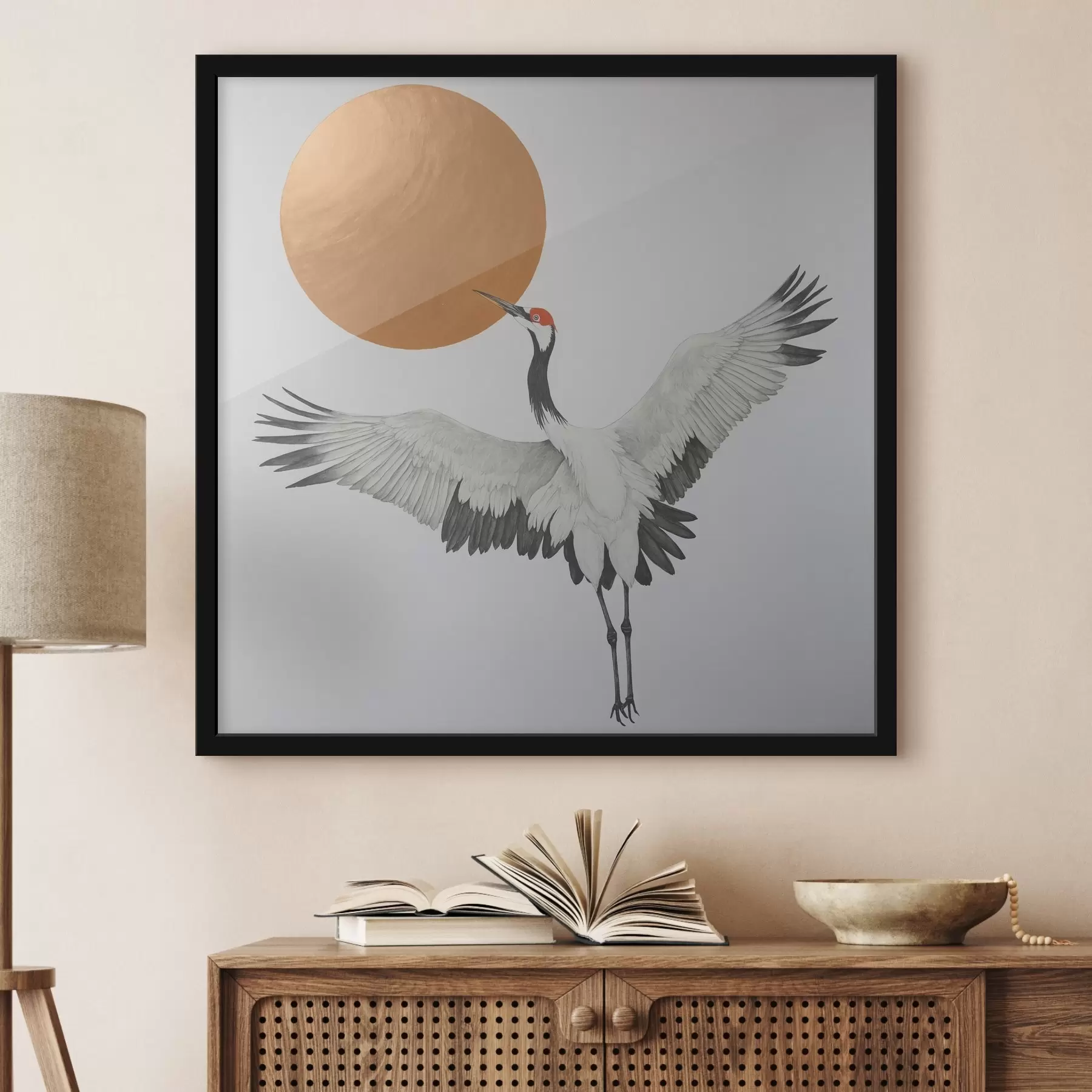 carta da parati Una gru che vola verso il sole nr. f38195