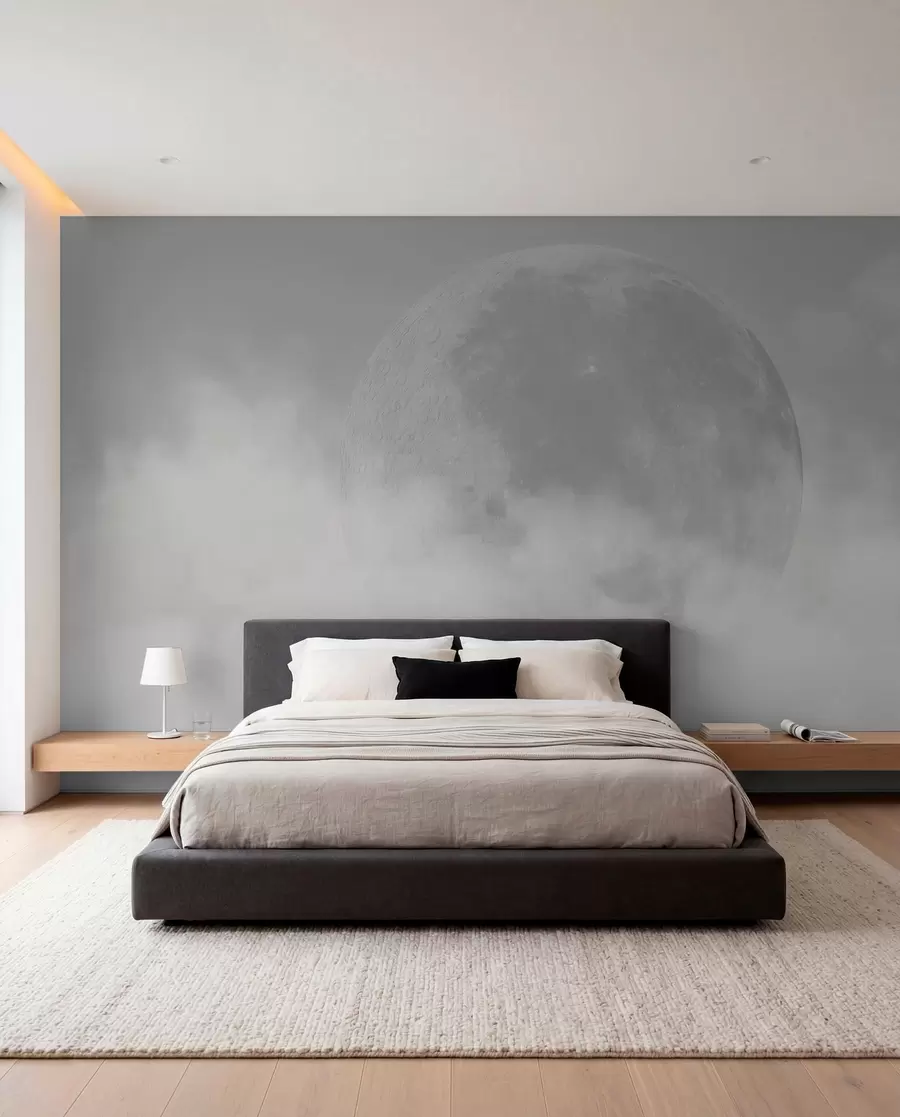carta da parati Grande luna tra le nuvole di stile loft di colore grigio nr. w00548v1