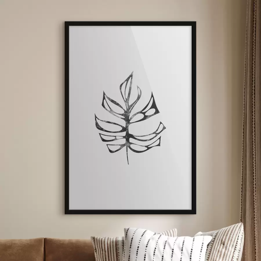 carta da parati Foglio decorativo con tagli e fori, tropicale, colore nero strutturato, minimalismo, floreale nr. f38342