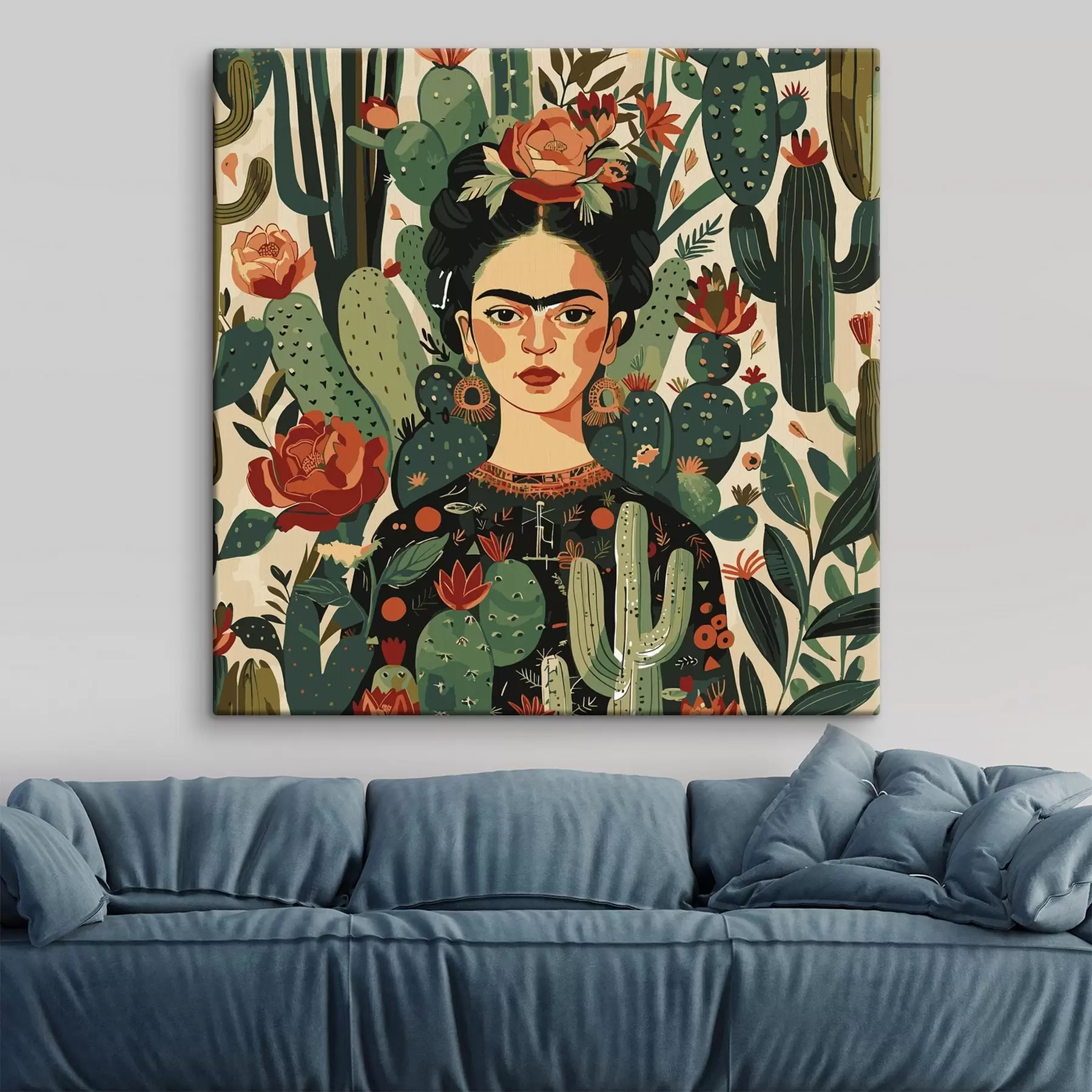 carta da parati Frida in stile verde tra i cactus nr. s38415