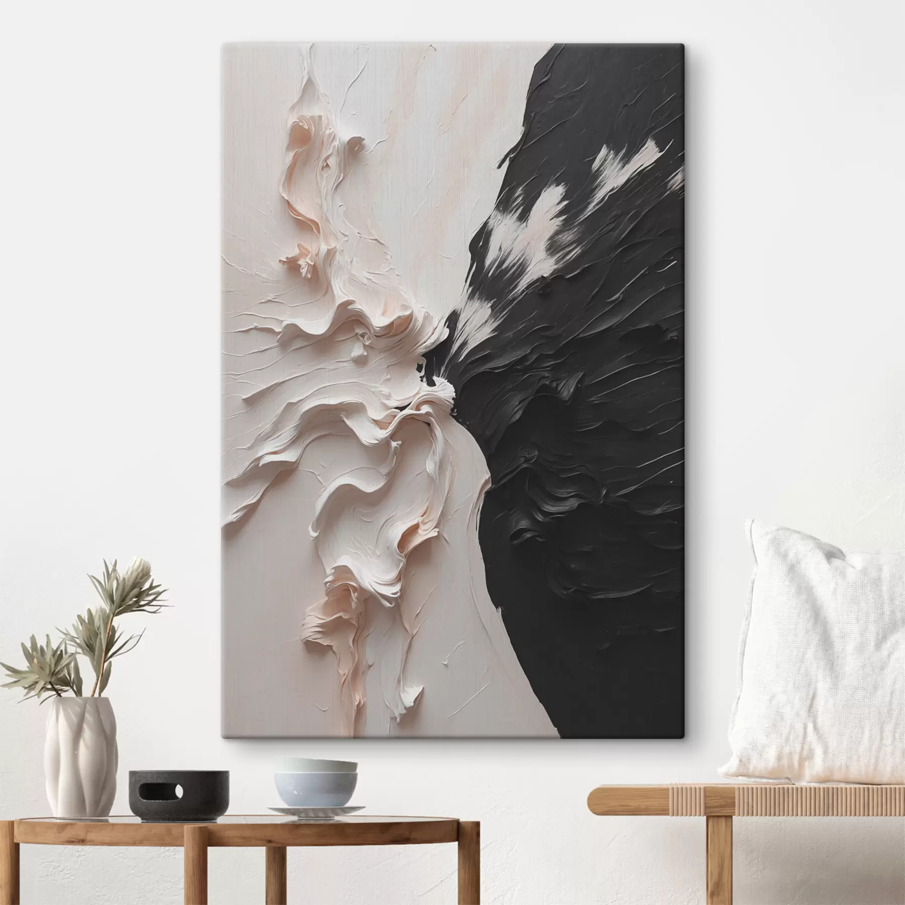 carta da parati Pittura a olio astratta nei colori bianco e nero nr. s38300