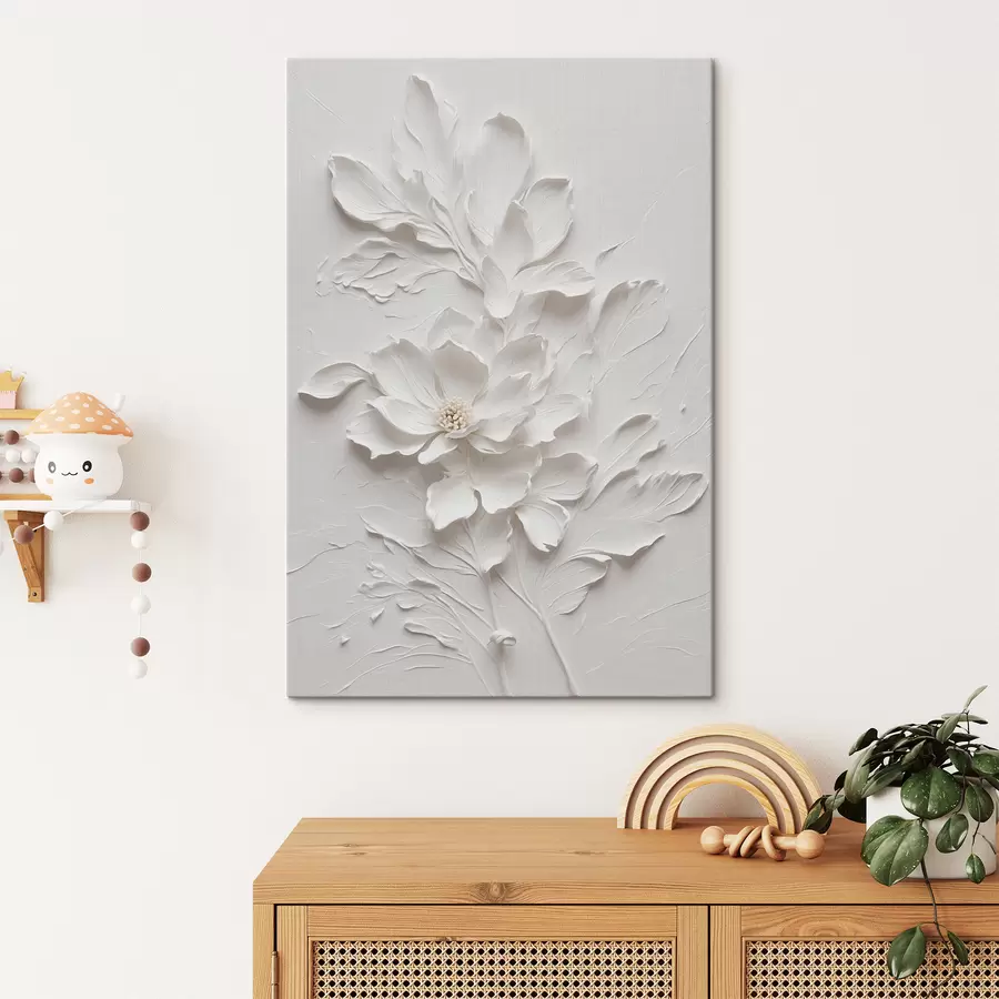 carta da parati Fiore bianco su fondo bianco in olio nr. s38305