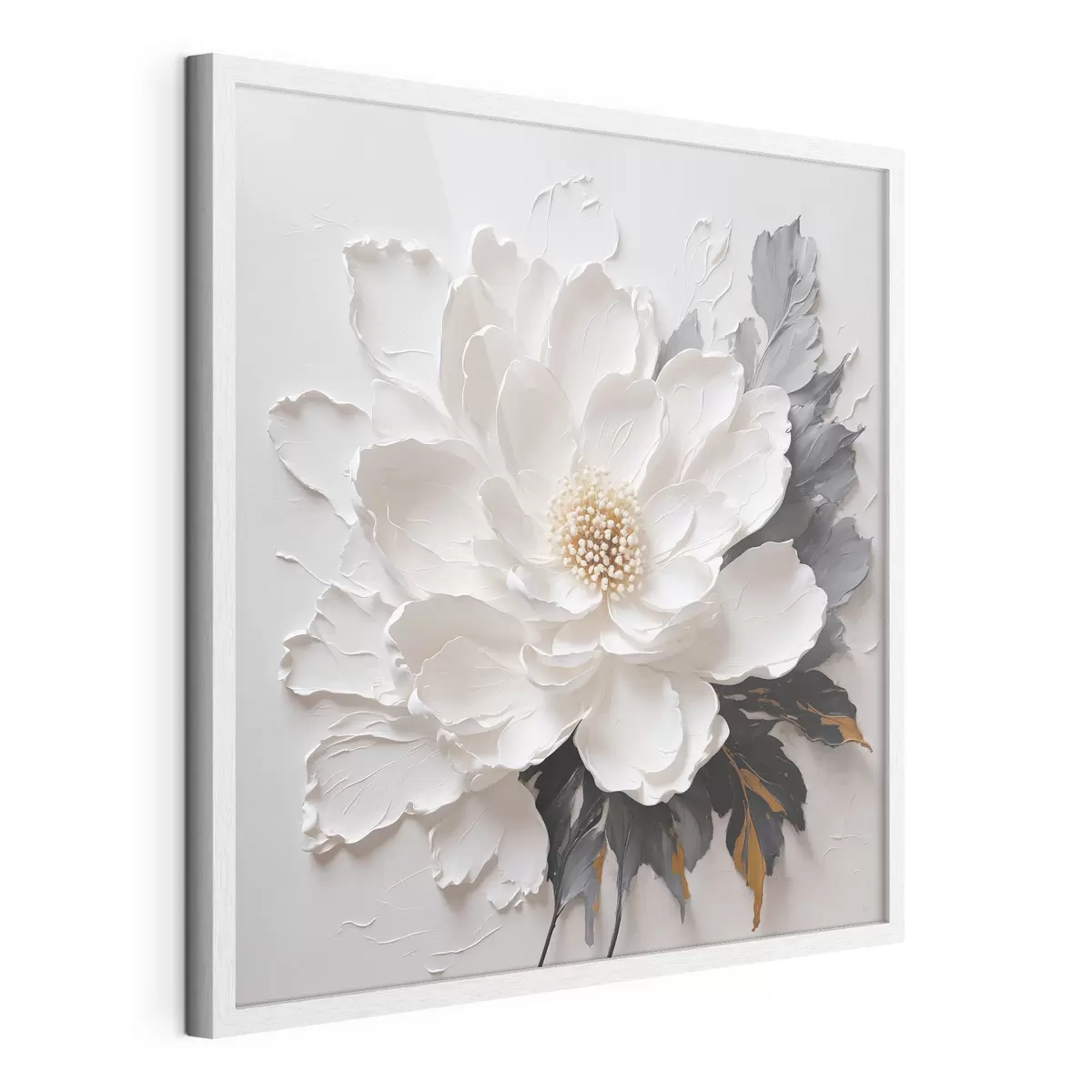 Poster Fiore bianco su fondo olio f38304