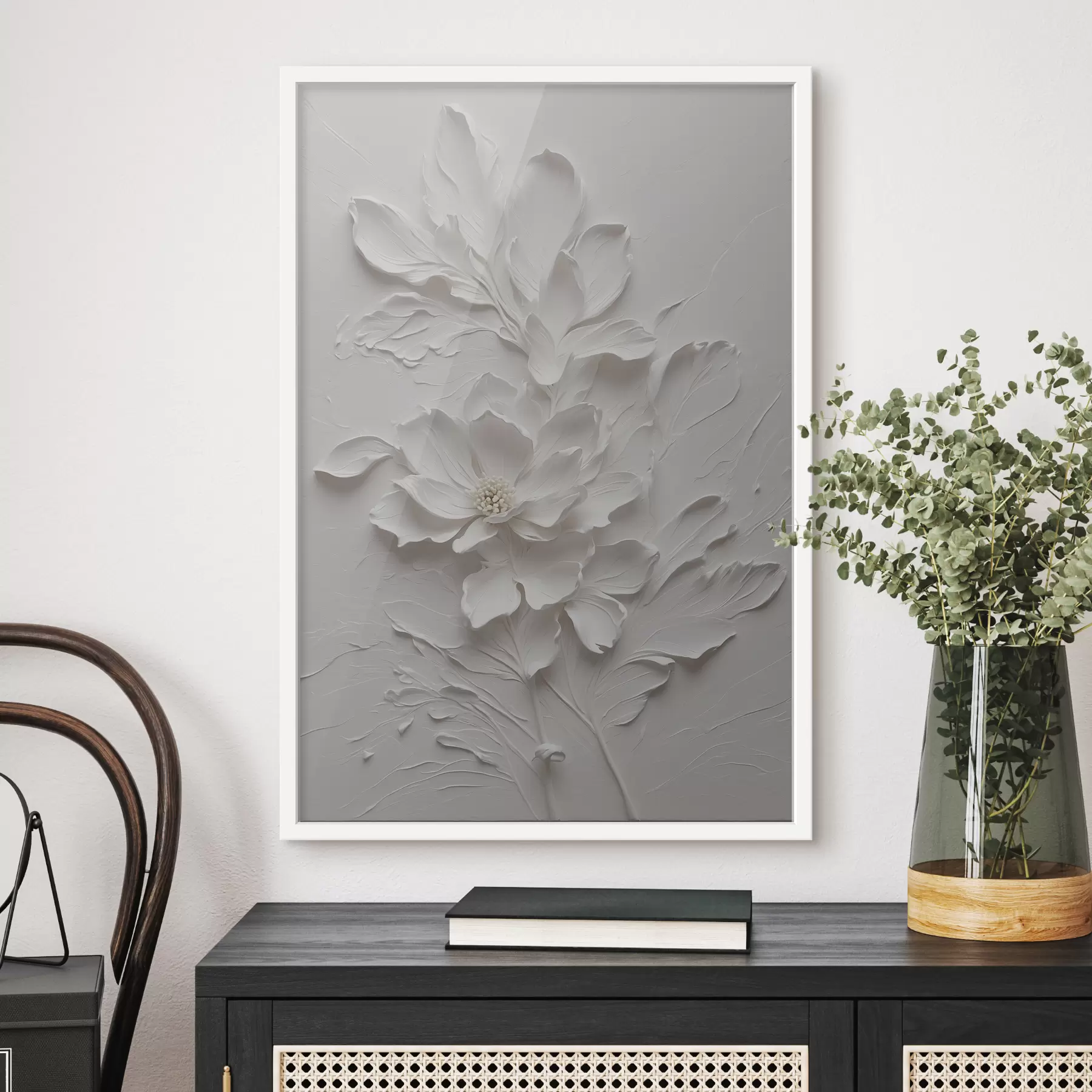 carta da parati Fiore bianco su fondo bianco in olio nr. f38305