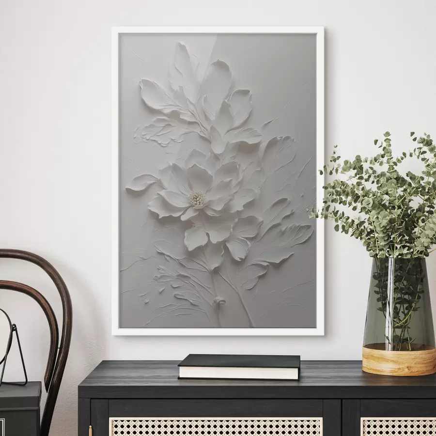 carta da parati Fiore bianco su fondo bianco in olio nr. f38305