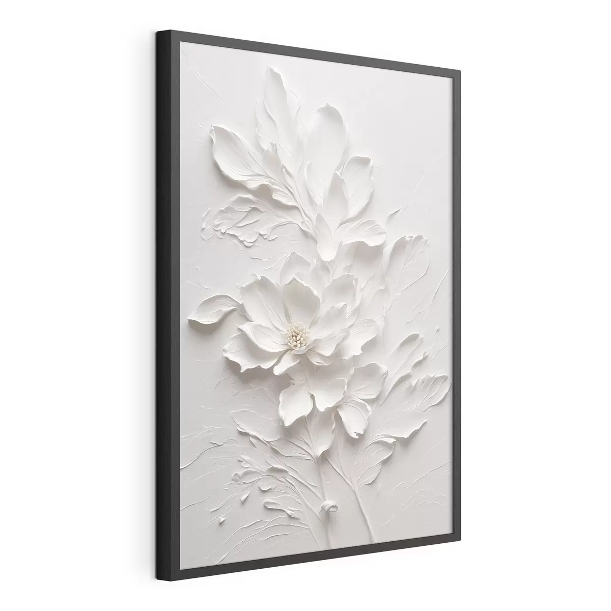 Poster Fiore bianco su fondo bianco in olio f38305