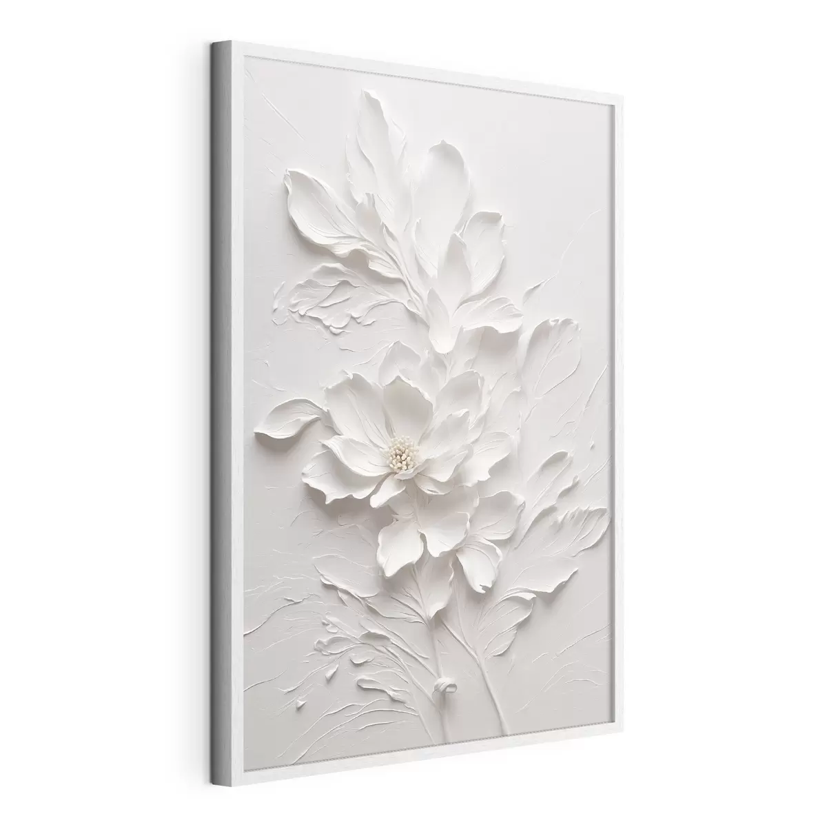 Poster Fiore bianco su fondo bianco in olio f38305