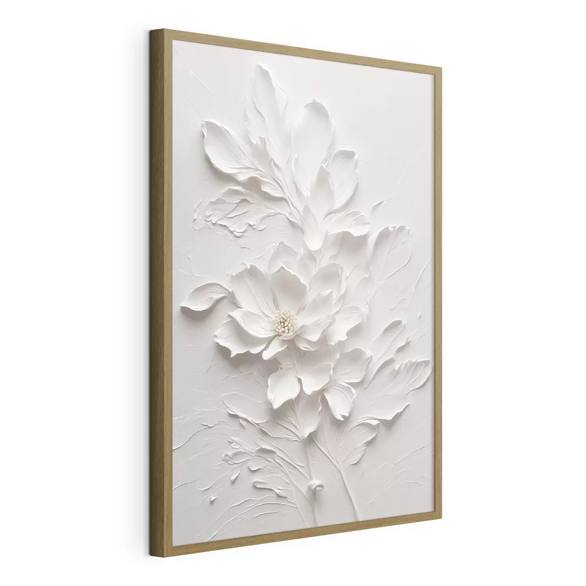 Poster Fiore bianco su fondo bianco in olio f38305