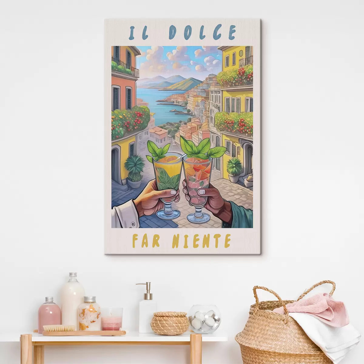 carta da parati Città italiana, costa del mare, cocktail, vocazione, architettura, estate, acquerello  nr. s38392