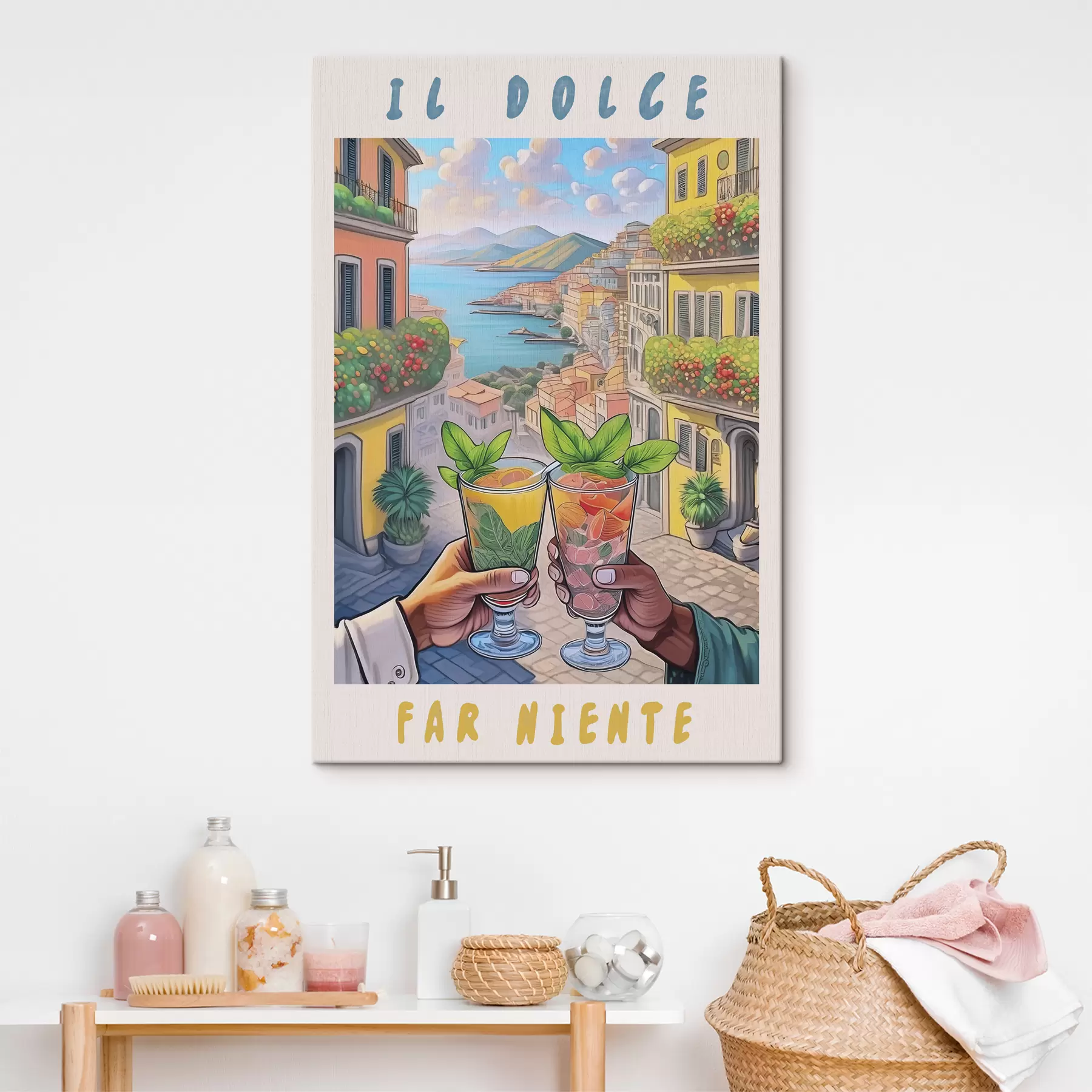 carta da parati Città italiana, costa del mare, cocktail, vocazione, architettura, estate, acquerello  nr. s38392