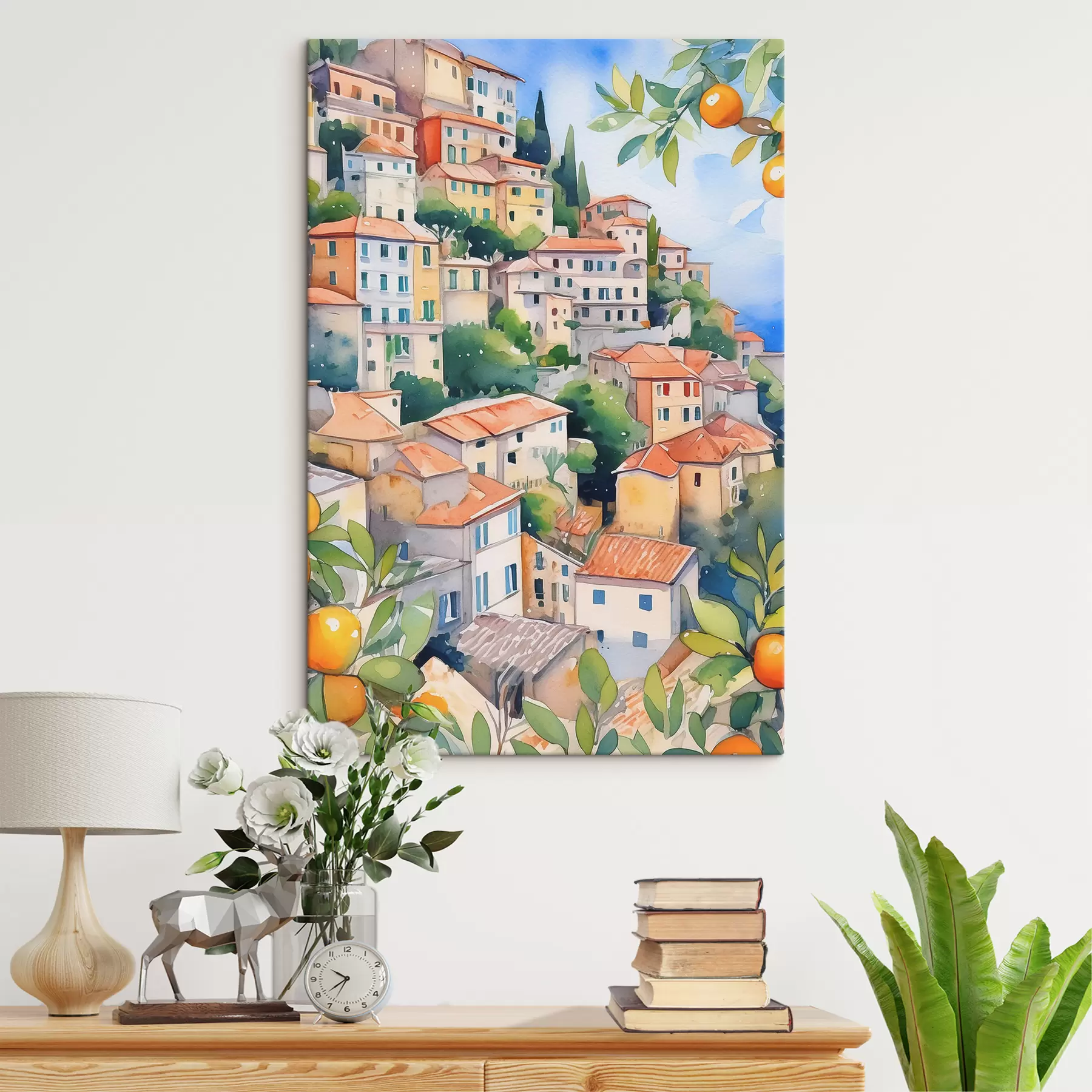 carta da parati Architettura mediterranea, acquerello, estate, arance, città vecchia nr. s38396