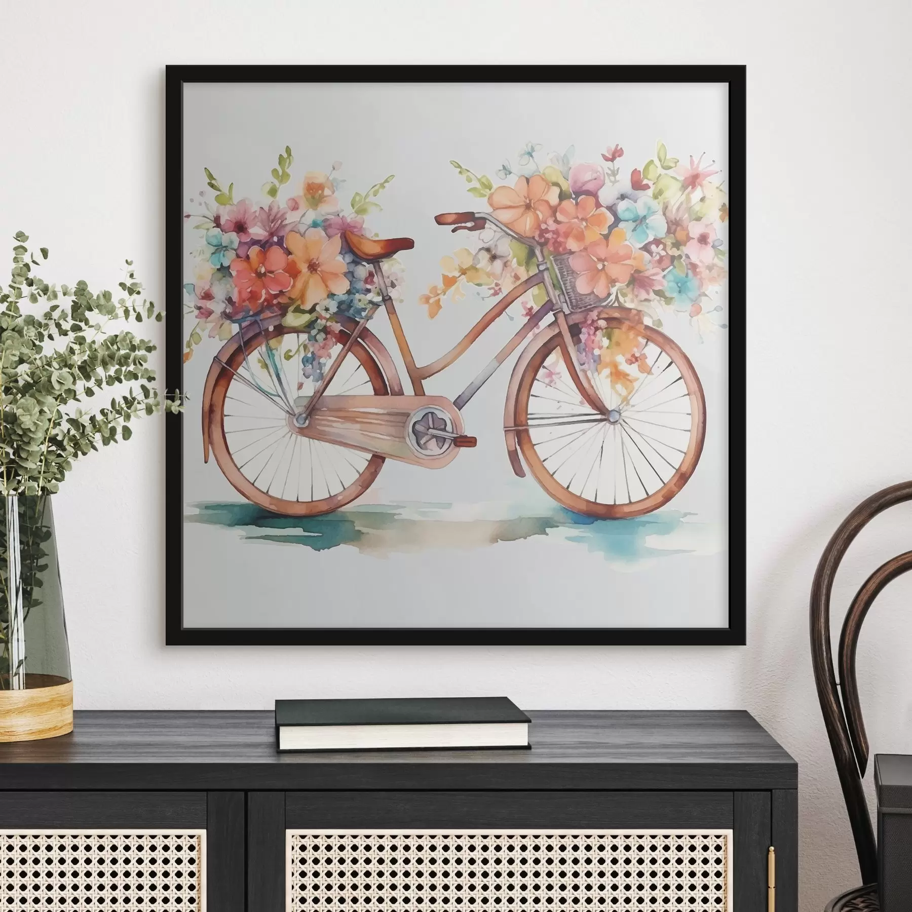 carta da parati bicicletta in colori vivaci, pittura ad acquerello nr. f38447