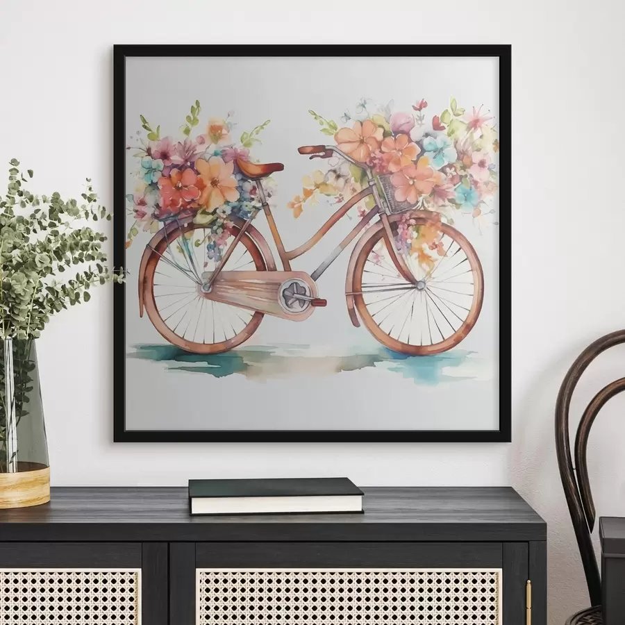 carta da parati bicicletta in colori vivaci, pittura ad acquerello nr. f38447