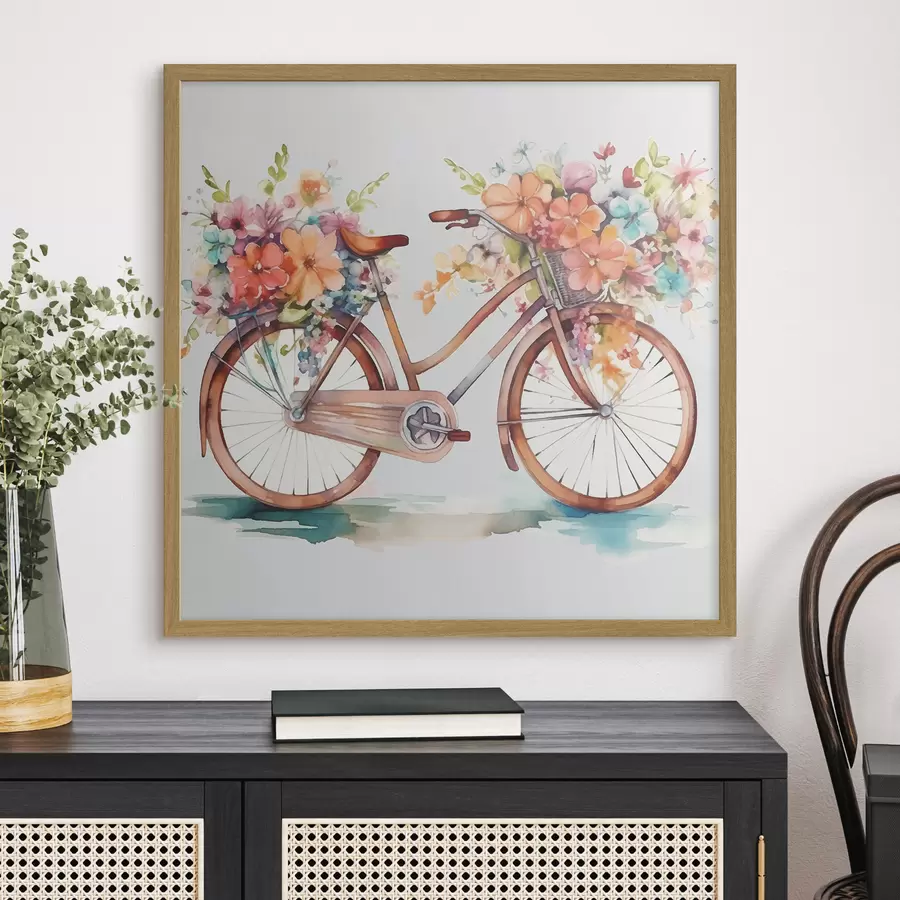carta da parati bicicletta in colori vivaci, pittura ad acquerello nr. f38447