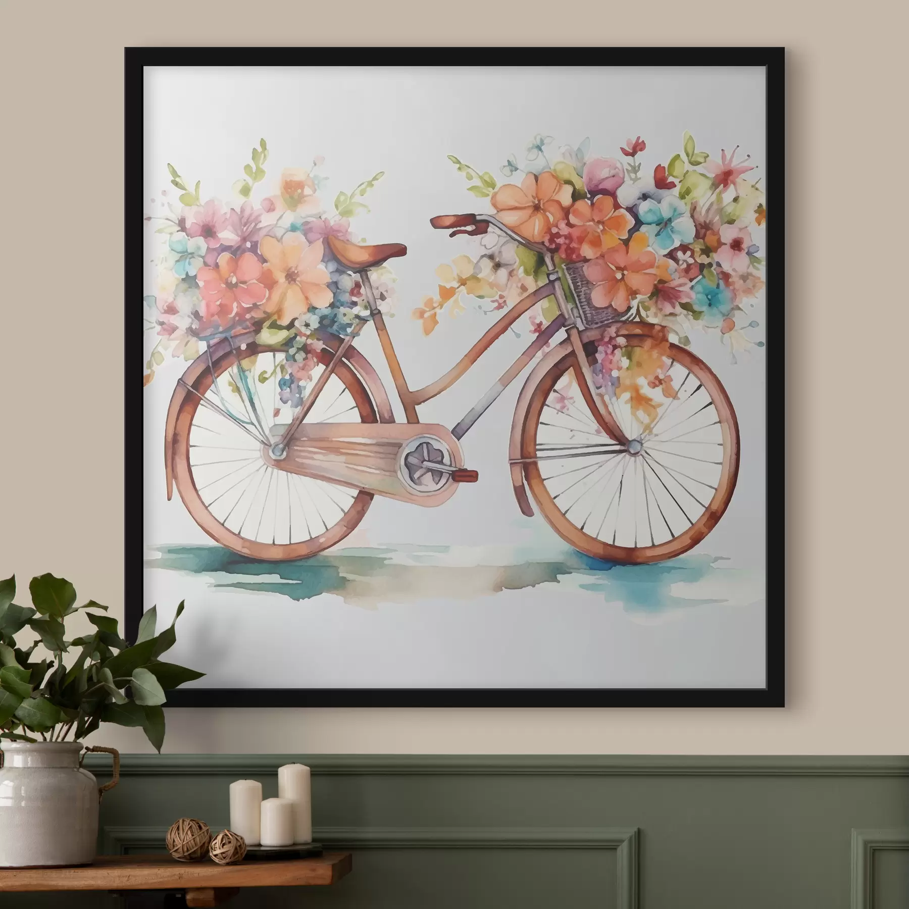 carta da parati bicicletta in colori vivaci, pittura ad acquerello nr. f38447