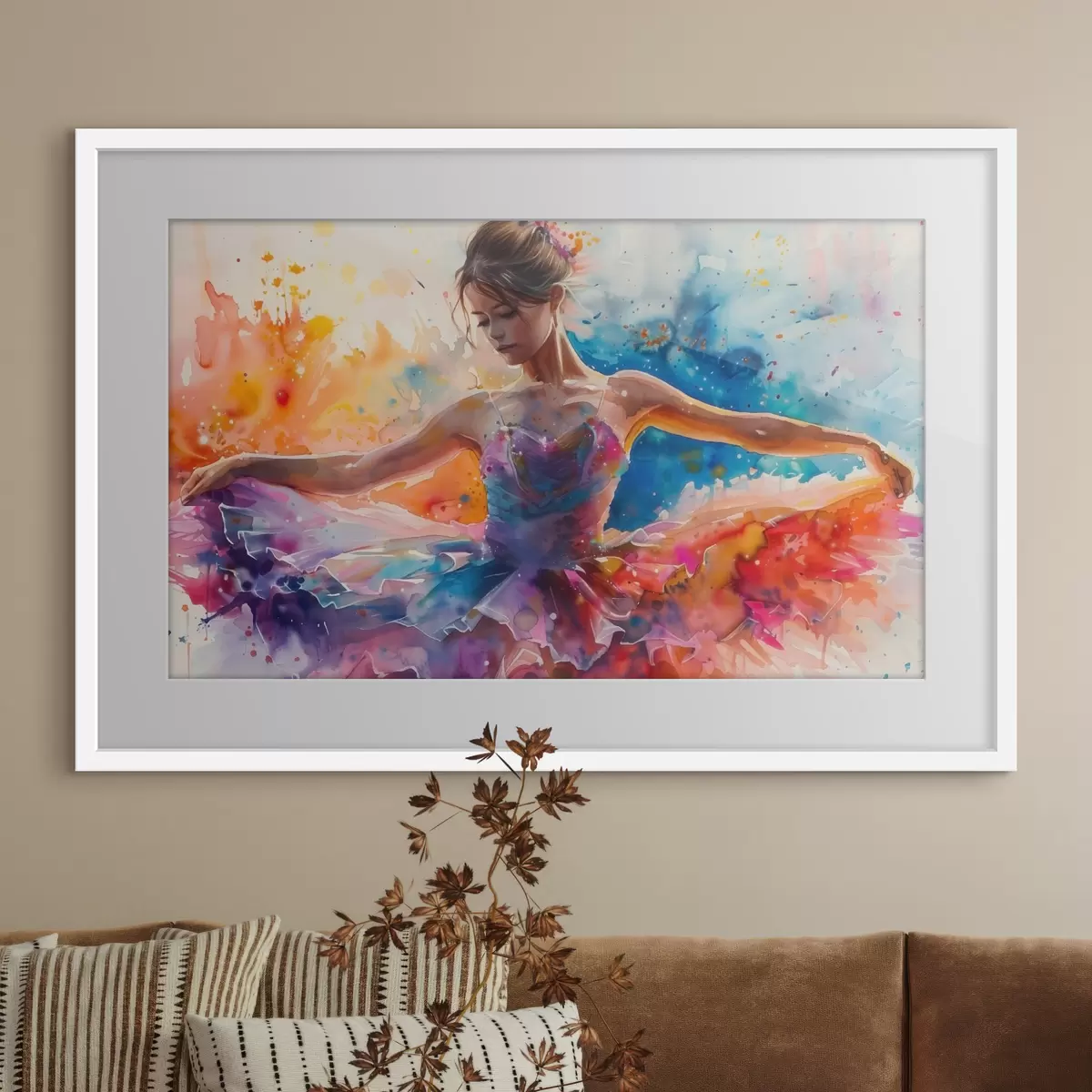 Poster Immagine dell'acquerello della ballerina della ragazza f38466
