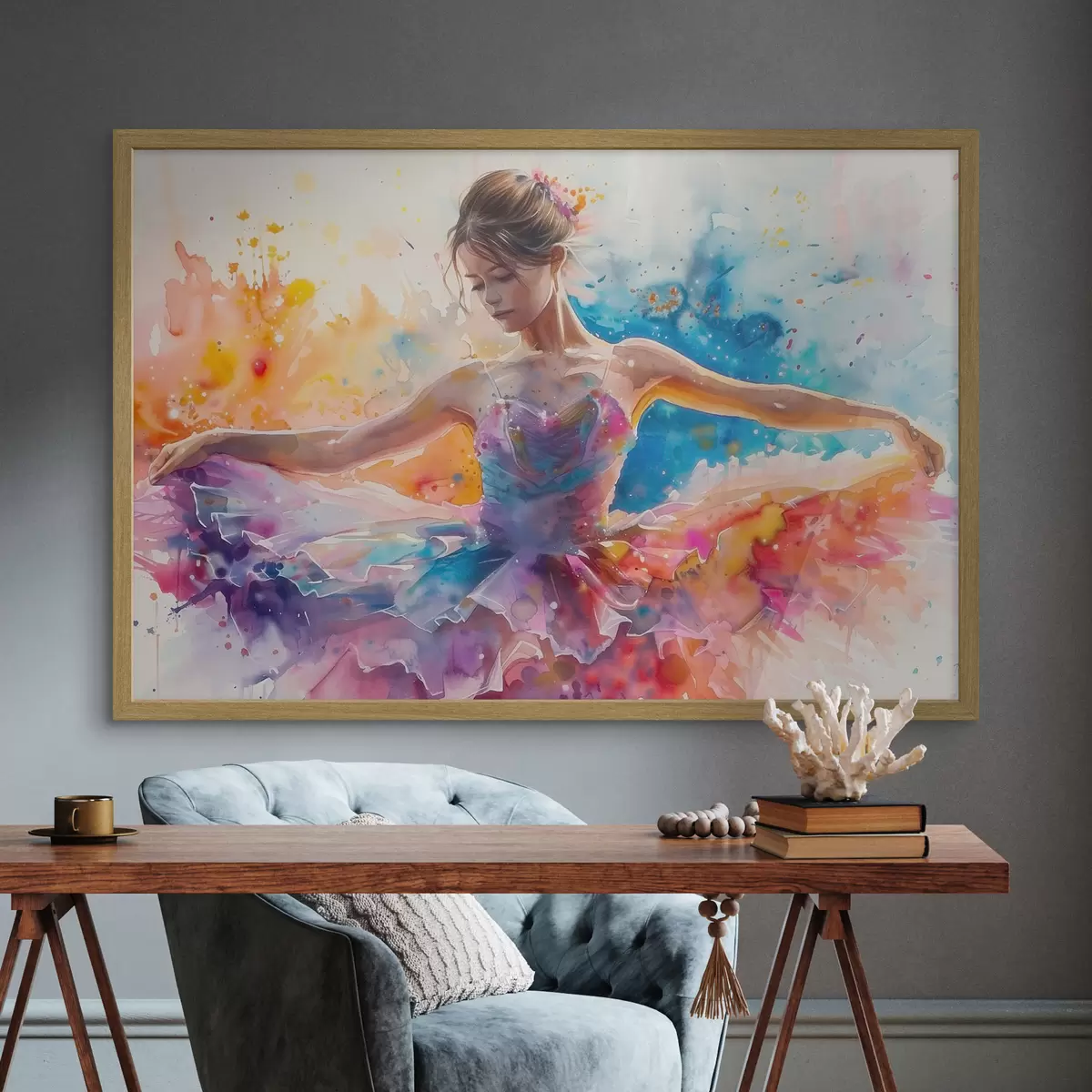 Poster Immagine dell'acquerello della ballerina della ragazza f38466