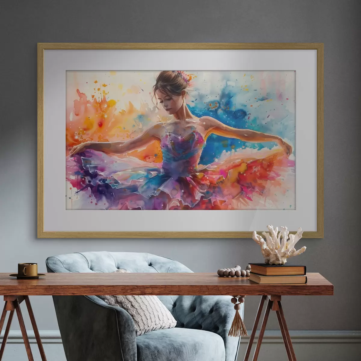 Poster Immagine dell'acquerello della ballerina della ragazza f38466