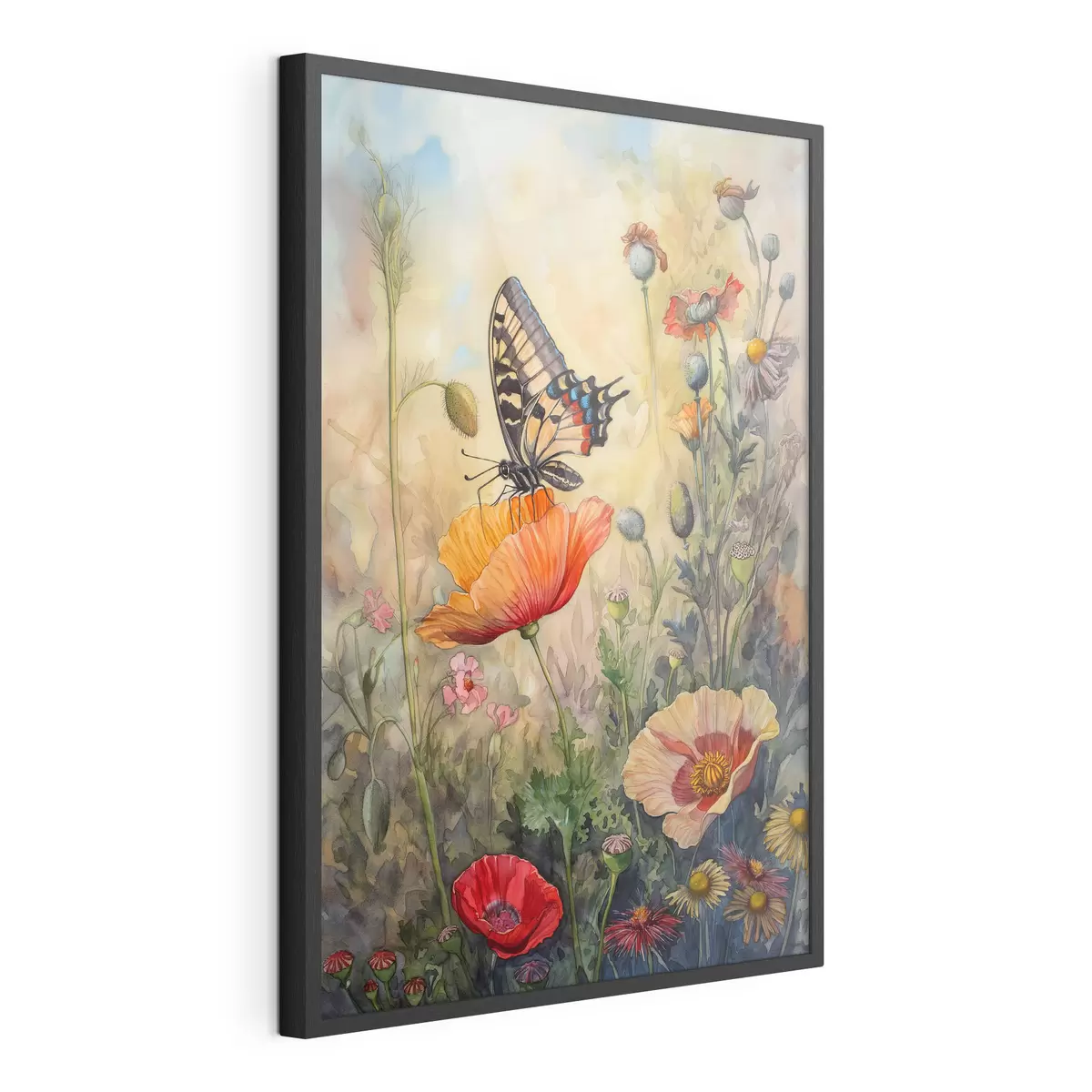 Poster Campo di papaveri e farfalle f38520