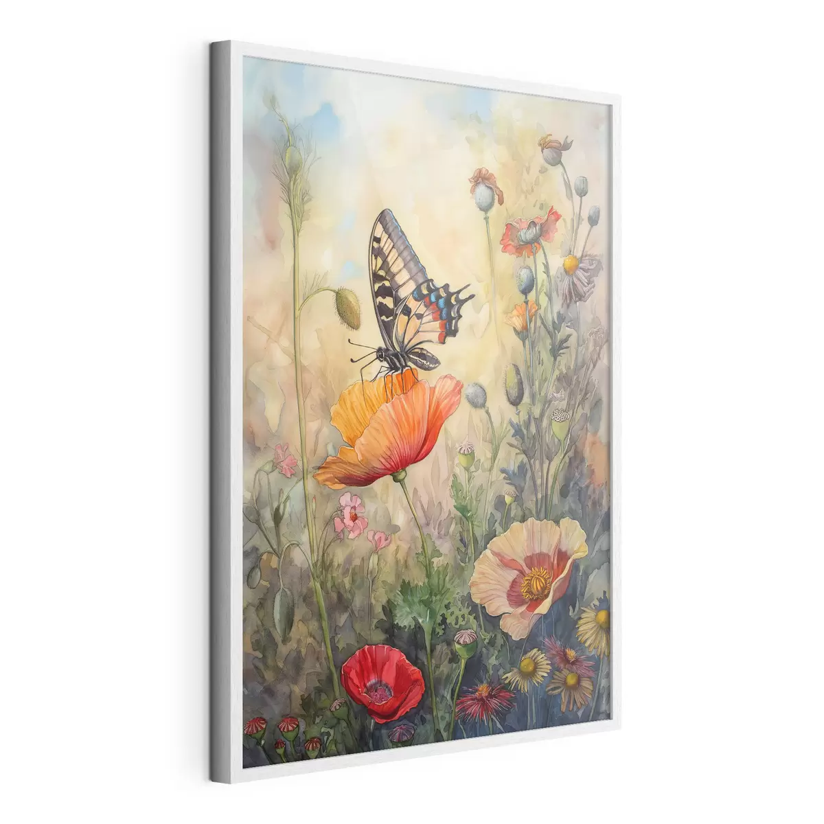 Poster Campo di papaveri e farfalle f38520