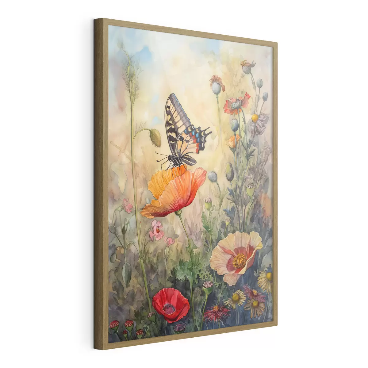 Poster Campo di papaveri e farfalle f38520