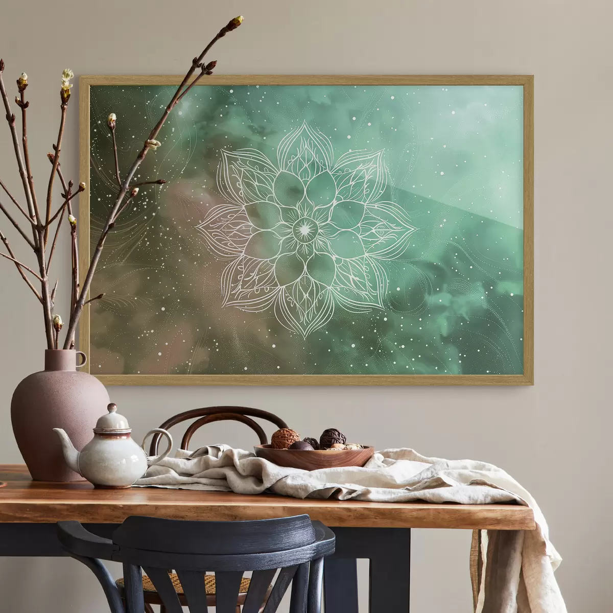 Poster Mandala di quiete verde f38530