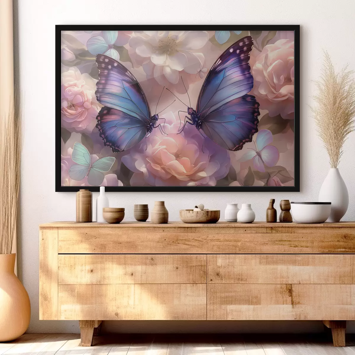 Poster Due farfalle in fiori in stile acquerello f38534