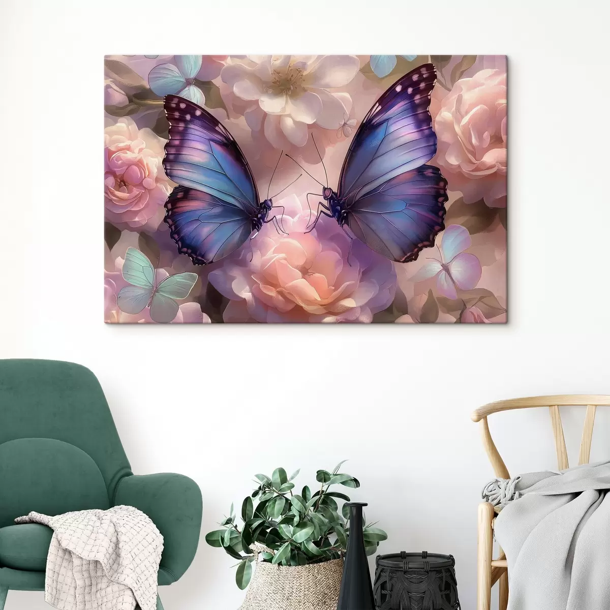 carta da parati Due farfalle in fiori in stile acquerello nr. s38534