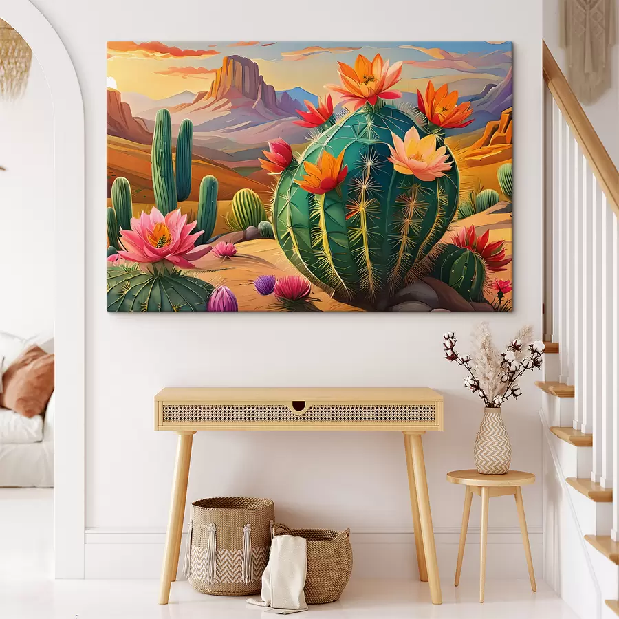 carta da parati grandi cactus con fiori nr. s38607