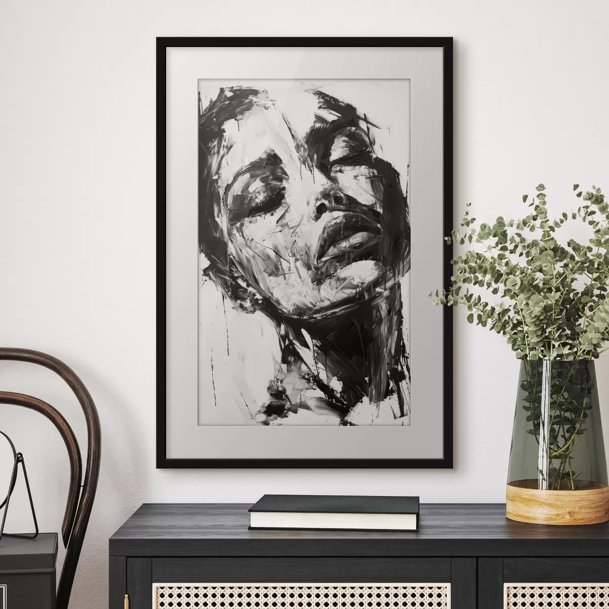 Poster Ritratto di donna con pennellate nere f38641