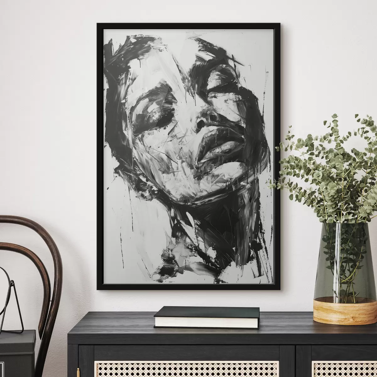 Poster Ritratto di donna con pennellate nere f38641