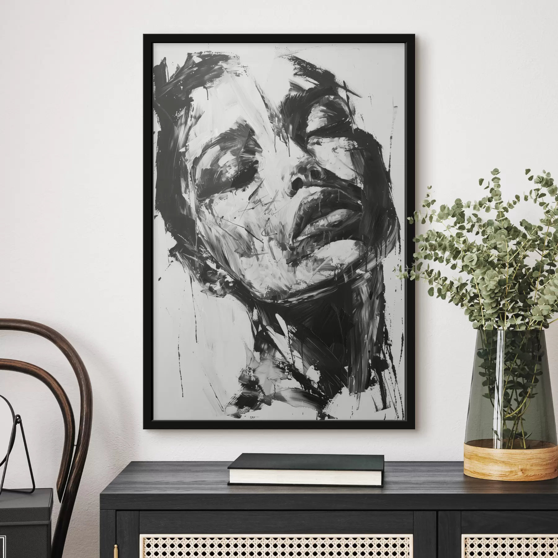 carta da parati Ritratto di donna con pennellate nere nr. f38641