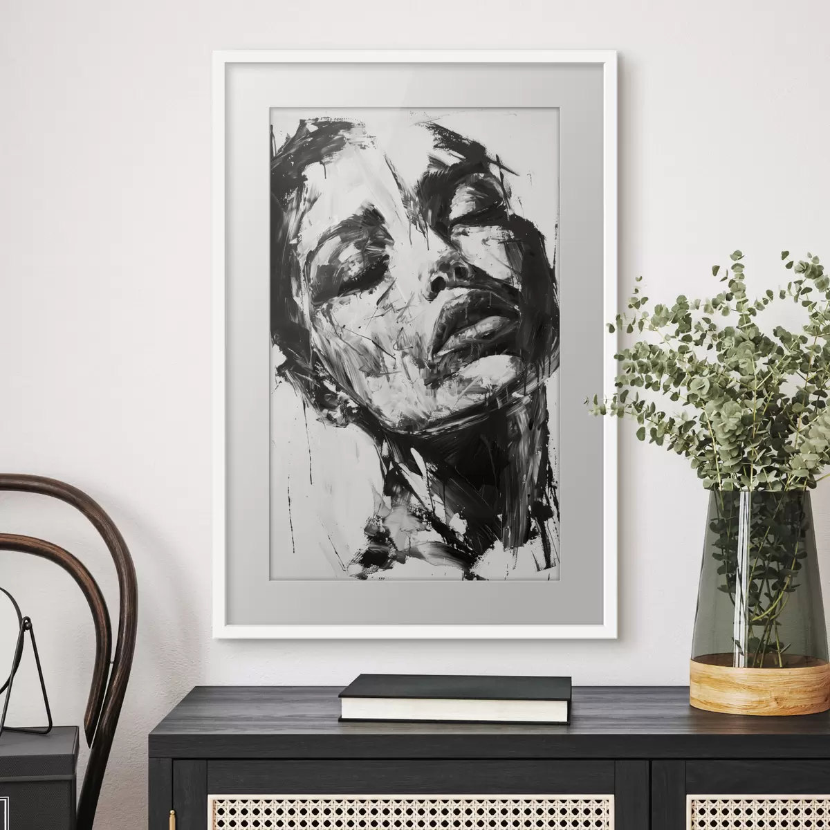 Poster Ritratto di donna con pennellate nere f38641