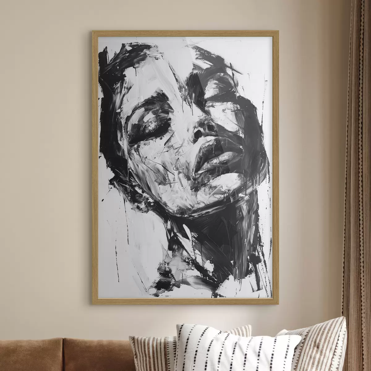 Poster Ritratto di donna con pennellate nere f38641