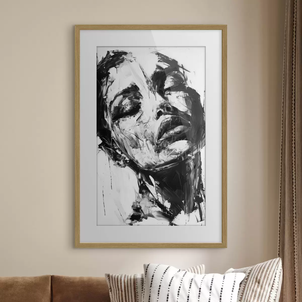 Poster Ritratto di donna con pennellate nere f38641