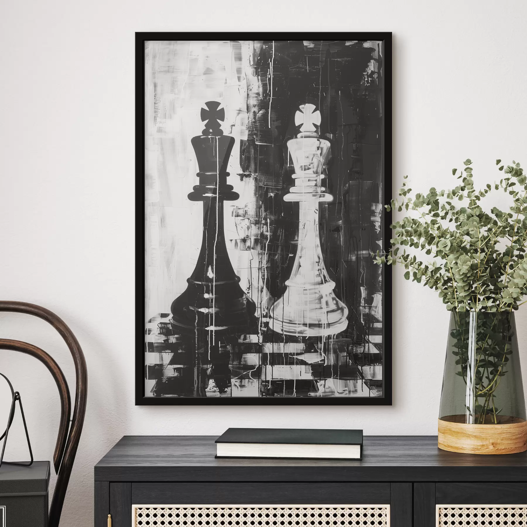 carta da parati Pezzo degli scacchi in colore bianco e nero nr. f38642