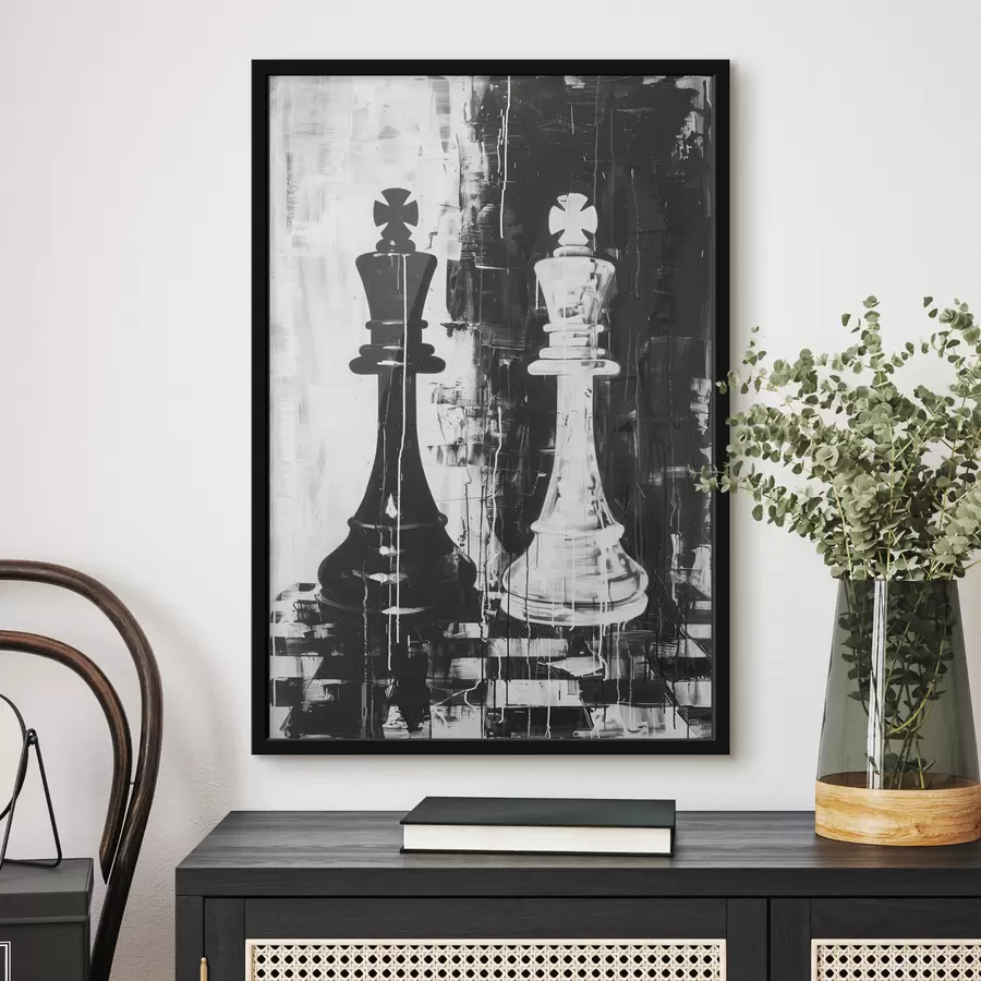 carta da parati Pezzo degli scacchi in colore bianco e nero nr. f38642