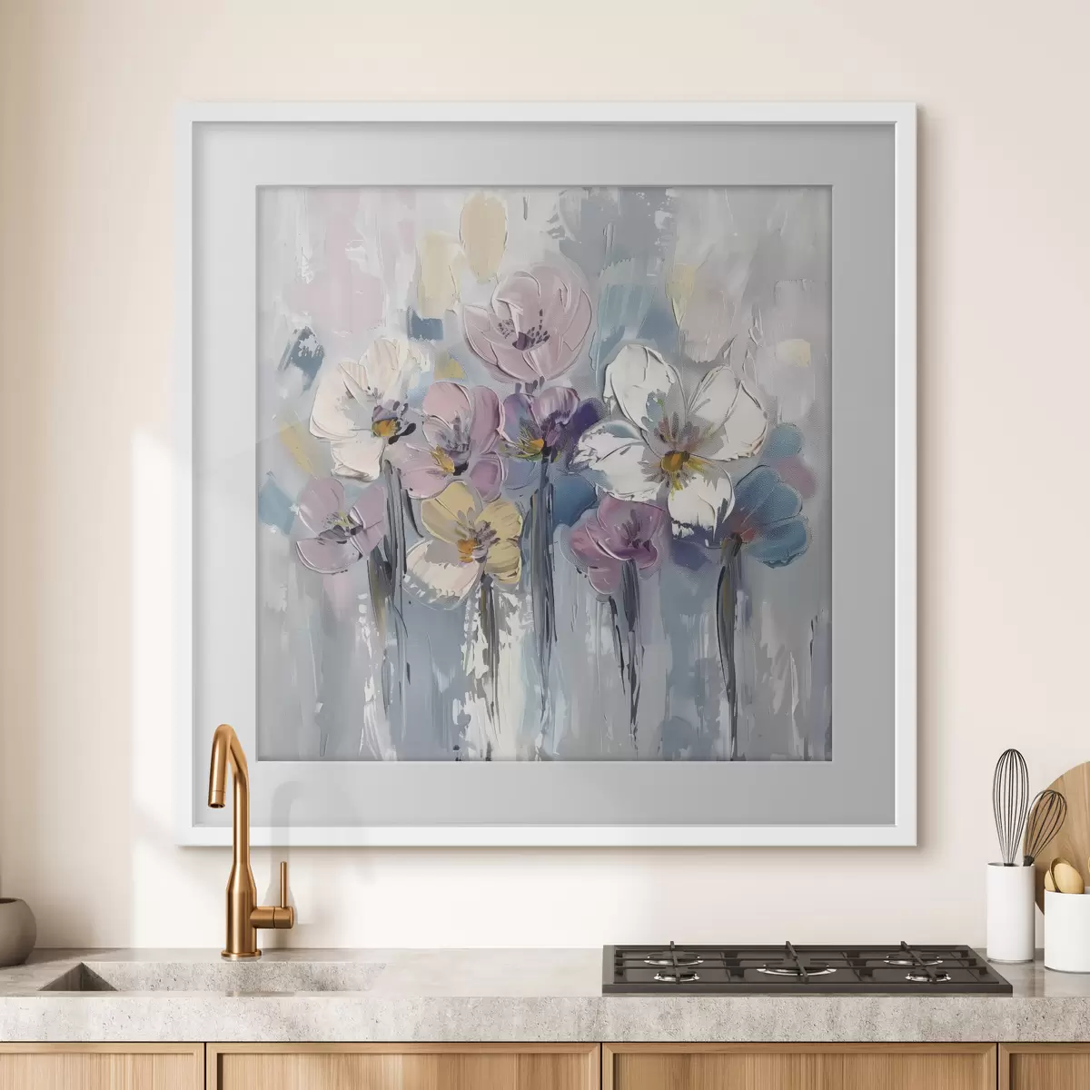 Poster Bouquet pastello su blu f38643