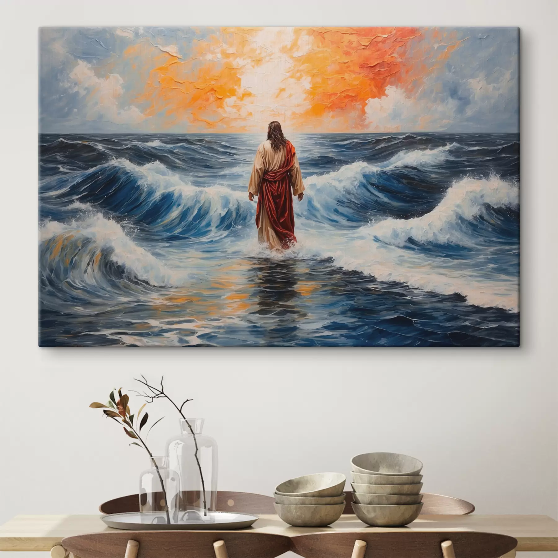 carta da parati Gesù Cristo cammina sul mare in tempesta nr. s38613