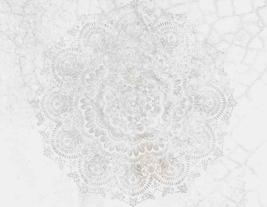 carta da parati Mandala, motivo pizzo bianco con motivi floreali e circolari, che creano un disegno delicato e intricato nr. w00737