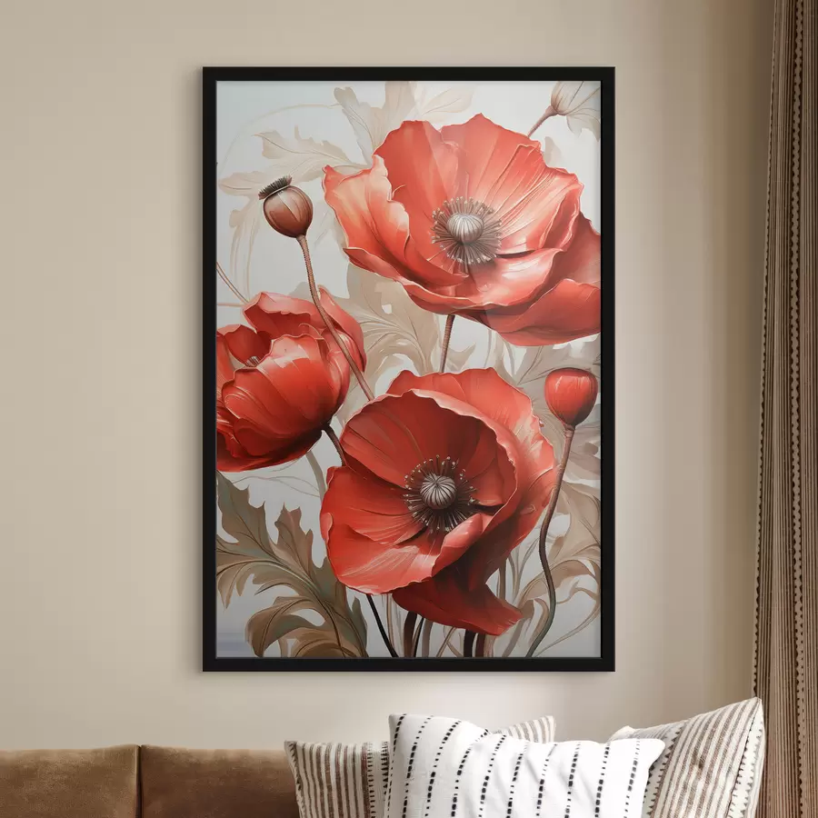 carta da parati Grandi papaveri rossi con colori ad olio nr. f38732