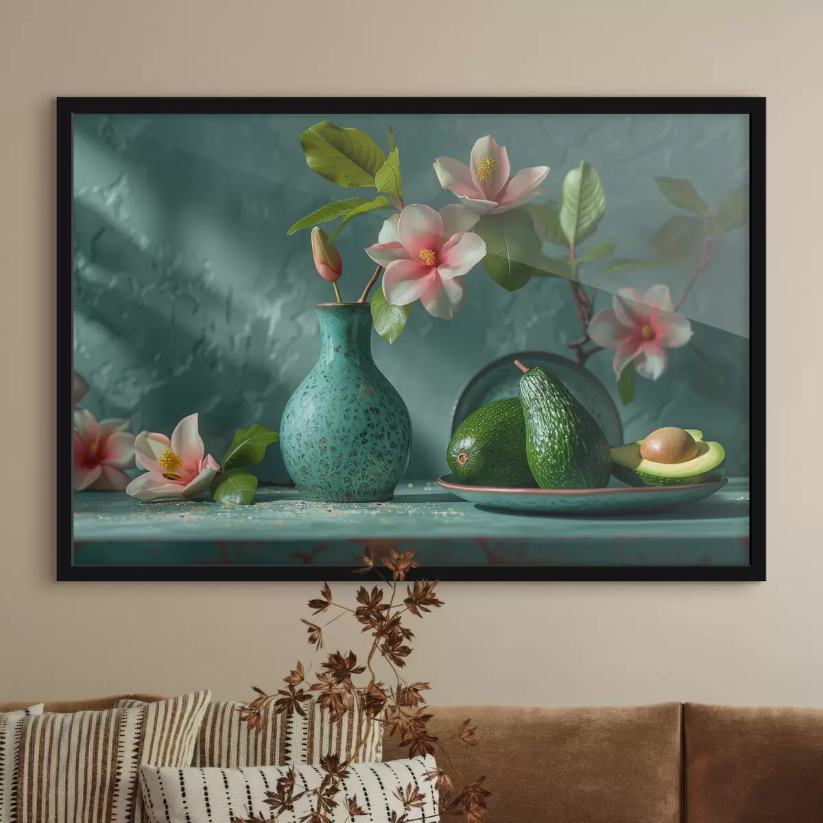 Poster Composizione di avocado e giglio f38687