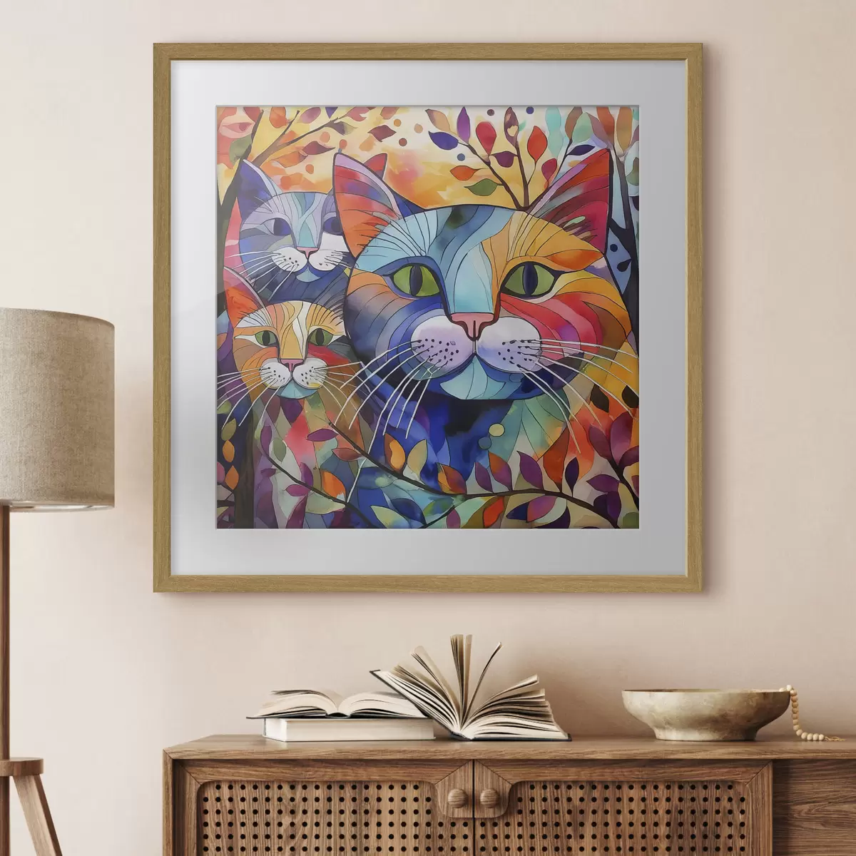 Poster Astrazione multicolore con gatti f38814