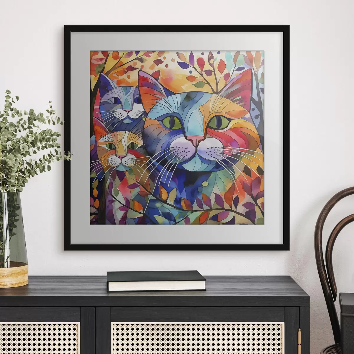 Poster Astrazione multicolore con gatti f38814